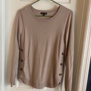 Taupe Sweater with Button Accents